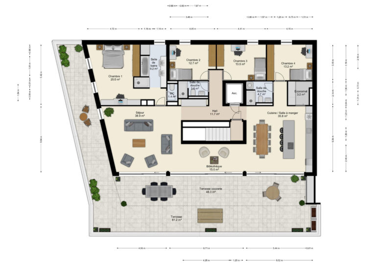 Superbe attique de 5,5 pièces – 280 m2